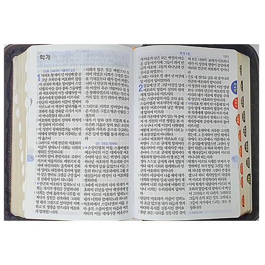 [예장출판사]예장큰글자성경 NKR72AB 중 합본 개역개정 새찬송가 색인 지퍼 천연우피 다크브라운